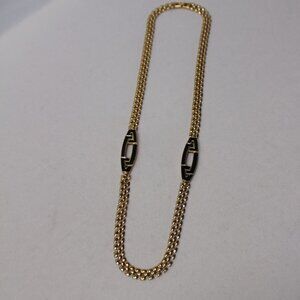 Gold Tone and Navy Long Panther Chain